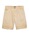 Prada Worn Bull-denim Bermudas In Natural Color