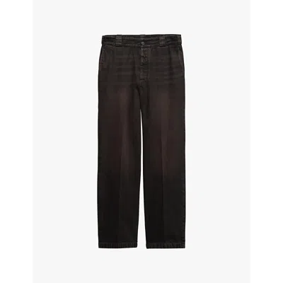PRADA MENS BROWN FADED RELAXED-FIT WIDE-LEG JEANS