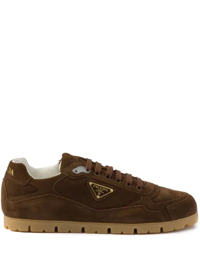 Prada Dark Brown Suede Trail Sneakers
