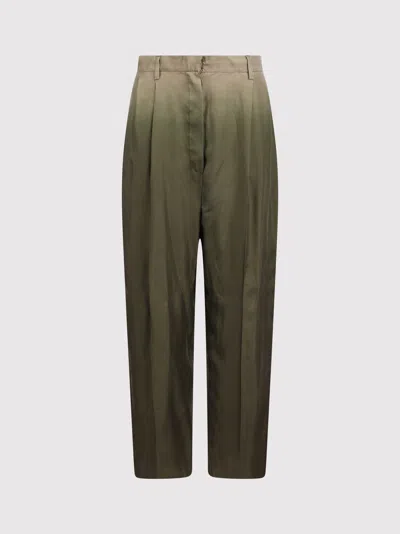 Prada Gradient Pintuck Twill Silk Pants In Green
