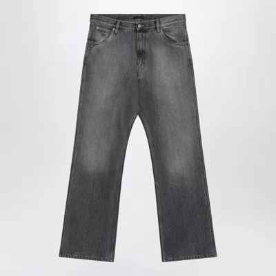 Prada Faded-effect Mini Straight-leg Jeans In Gray