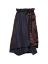 Prada Faille Patchwork Midi Skirt In Blue