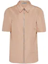 Prada Short-sleeved Faille Shirt In Beige