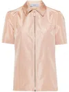 Prada Short-sleeved Faille Shirt In Nude & Neutrals