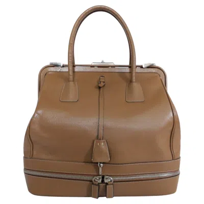 Pre-owned Prada Fall 2000 Camel Leather Zip Base Doctor's Bag In Brown