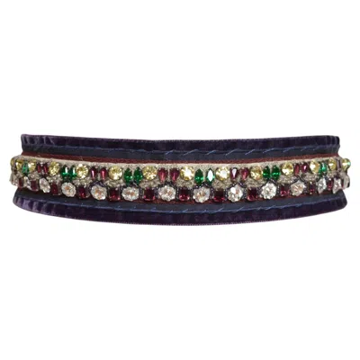 Pre-owned Prada Fall 2004 Jewelled Rhinestone Dark Purple Embellished Belt