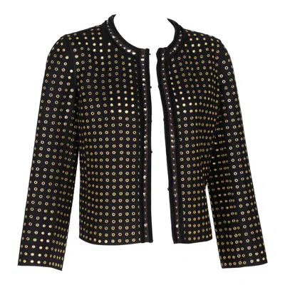 Pre-owned Prada Fall 2005 Wool Felt Grommet Jacket Runway Look #15 In Black
