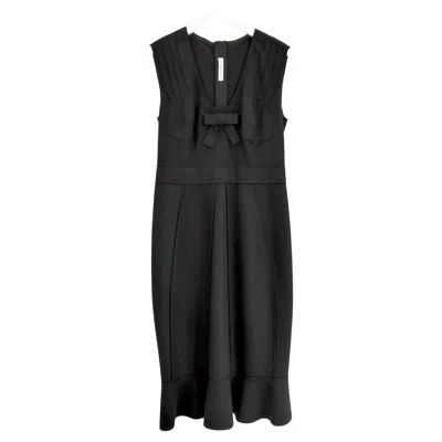 Pre-owned Prada Fall 2008 Vintage Women's Black Wool Felt Corset Bust Dress