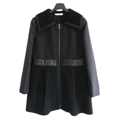 Pre-owned Prada Fall 2008 Wool, Nylon, Knit & Leather Princess Coat In Black