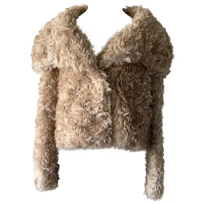 Pre-owned Prada Fall Winter 2011 Curly Shearling Mohair Faux Fur Jacket In Brown
