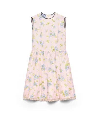 Prada Faltenkleid Aus Leinen Mit Blumenmuster In Multi