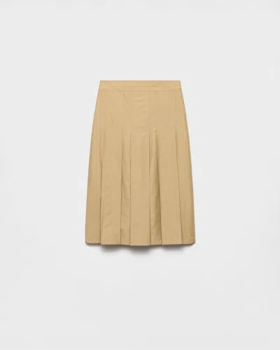 Prada Pleated Technical Fabric Skirt In Blue