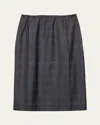 Prada Fantasia 130s Plaid Midi Skirt In F0308 Antracite