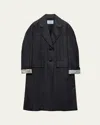 Prada Fantasia 130s Plaid Oversized Wool Overcoat In F0308 Antracite