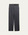 Prada Tailored Wide-leg Trousers With Classic Plaid Pattern
