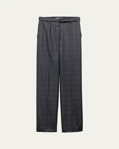 PRADA FANTASIA 130S PLAID STRAIGHT LEG WOOL PANTS