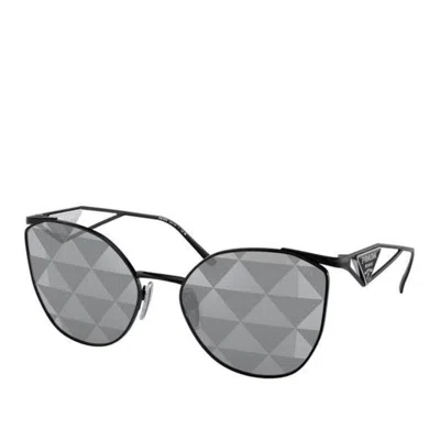 Prada Fashion Metal Sunglasses With Grey Mirror Lens In Black
