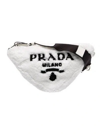 Pre-owned Prada Faux Fur Belt Bag In White