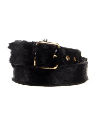 Pre-owned Prada Faux Fur Belt In Black