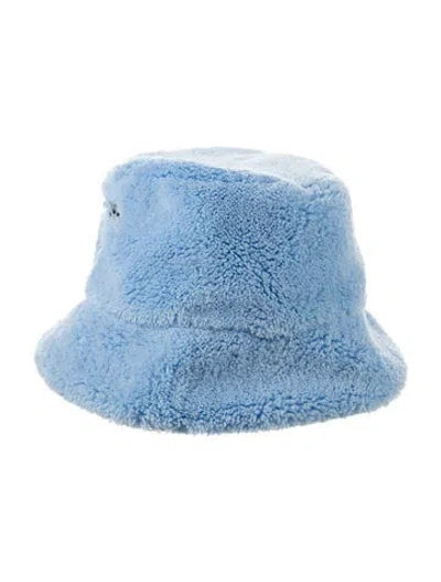Pre-owned Prada Faux Fur Bucket Hat In Blue