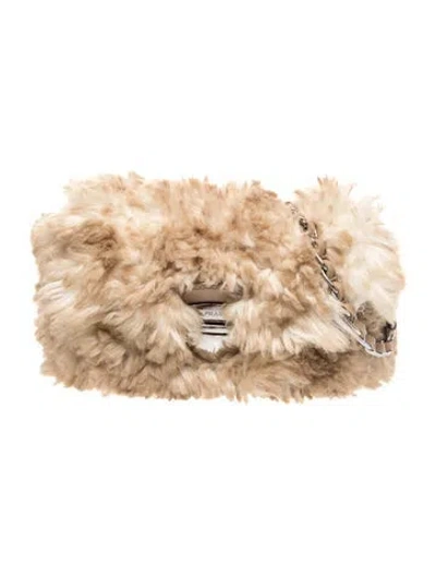 Pre-owned Prada Faux Fur Clutch In Neutral