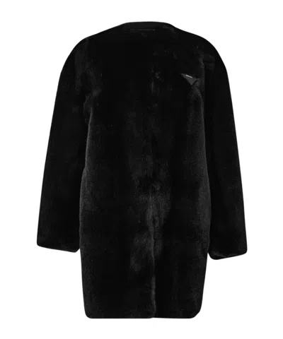Prada Faux Fur Coat In Black