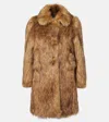Prada Aspen Faux-fur Coat In Brown