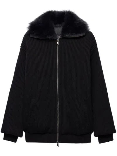 Prada Wool And Cashmere Cardigan In Schwarz