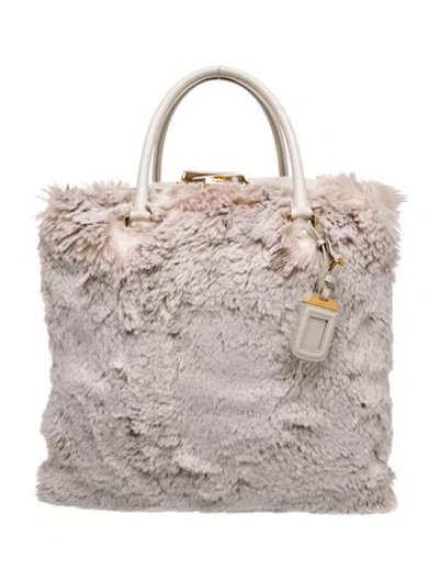 Pre-owned Prada Faux Fur Ecopelliccia Vintage In Neutral