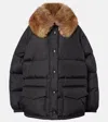 Prada Faux Fur-trimmed Down Jacket In Black