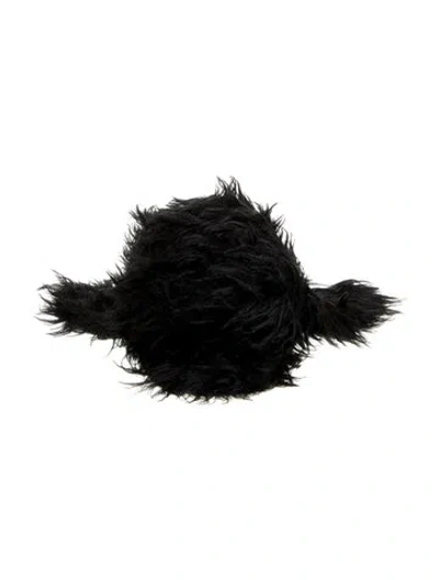Pre-owned Prada Faux Fur Winter Hat In Black
