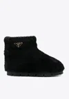 Prada Black Shearling Ankle Boots In Black