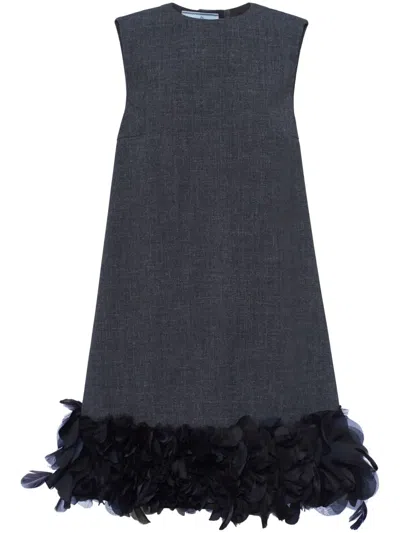 PRADA FEATHER-DETAIL MINI DRESS