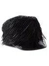 Prada Feather-embellished Baker Boy Hat In F0002 Nero