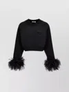 Prada Sweatshirt Mit Rundhalsausschnitt Und Federbesatz