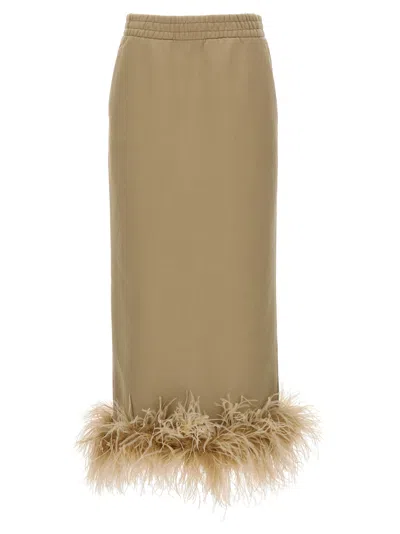 Prada Feather Midi Skirt Skirts Beige
