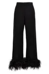 Prada Jogginghose Aus Baumwollfleece Mit Federbesatz In Black