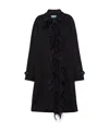 Prada Single-breasted Cashmere Coat With Feathers In Black
