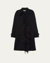 Prada Feather-trim Cashmere Coat In Nero