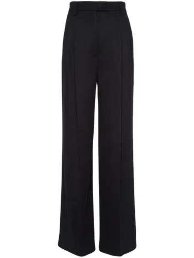 Prada Feather-trim Cashmere Trousers In Black