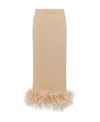 Prada Cotton Fleece Skirt With Feather Trim In Nude