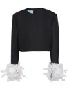 Prada Single-breasted Wool Jacket With Feathers In Black