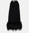 Prada Feather-trimmed Minidress In Schwarz