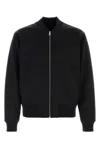 Prada Stretch Polyester Bomber Jacket Front Pockets In Black