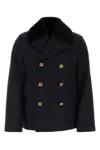 Prada Cappotto In Feltro Blu Scuro Uomo In Bleu