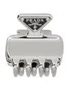 Prada Triangular Hair Clip Metallic Finish In Neutral