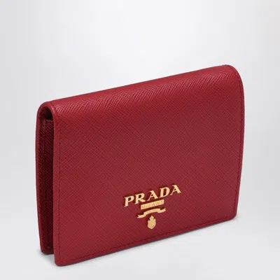 Prada Fiery Red Saffiano Leather Small Wallet Women