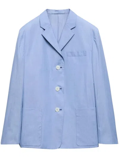 【プラダ・PRADA】Fil-a-fil single-breasted jacket Prada Fil-à-fil Single-breasted Jacket In Blue | ModeSens