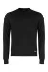 Prada Fine Knit Crew-neck Sweater In Black