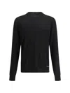 Prada Logo Patch Silk Crewneck Sweater In Black